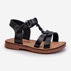 Sandalias de niña con cierre de velcro, Negro, Sarniema 5