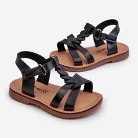Sandalias de niña con cierre de velcro, Negro, Sarniema 3