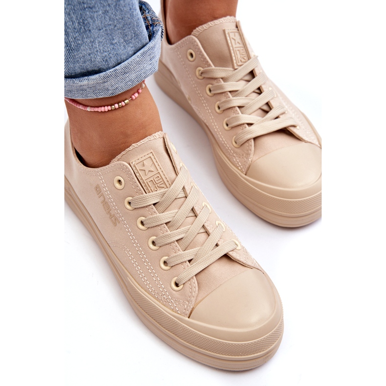 News Zapatillas Mujer De Tela Beige Staneva 1