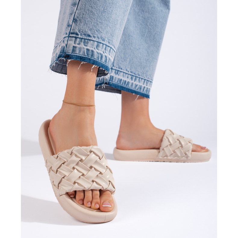 Babuchas mujer trenzadas beige 1