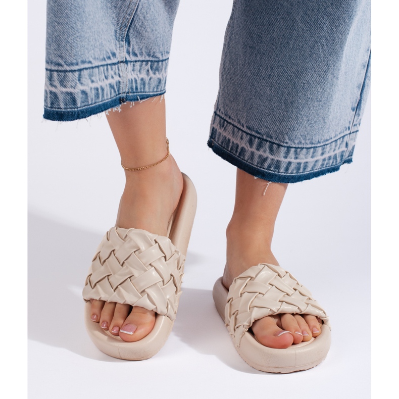 Babuchas mujer trenzadas beige 2