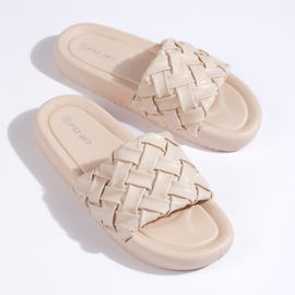 Babuchas mujer trenzadas beige 3