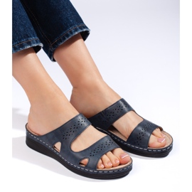 Chanclas cómodas de mujer azul marino 2