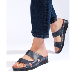 Chanclas cómodas de mujer azul marino 4