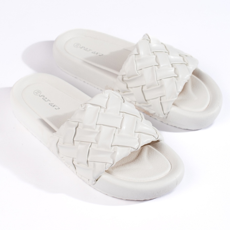 Babuchas mujer trenzadas blancas blanco 1 Babuchas mujer trenzadas blancas blanco 1