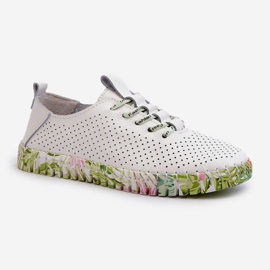 S.Barski Zapatos de Mujer con Cordones Fabricados en Piel Natural, Blanco Farnalea 5