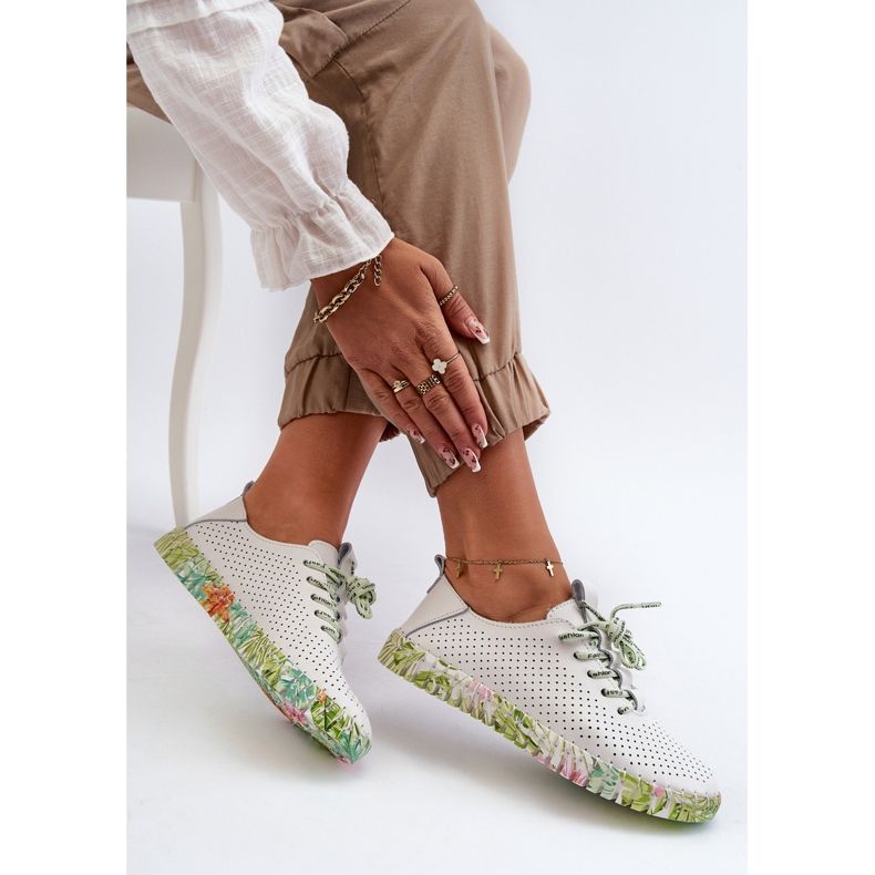 S.Barski Zapatos de Mujer con Cordones Fabricados en Piel Natural, Blanco Farnalea 2