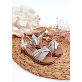 Sandalias Niña Velcro Plata Brillante Delphina 4
