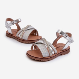 Sandalias Niña Velcro Plata Brillante Delphina 1