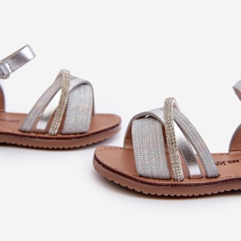 Sandalias Niña Velcro Plata Brillante Delphina 2