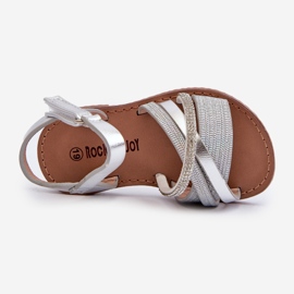 Sandalias Niña Velcro Plata Brillante Delphina 3