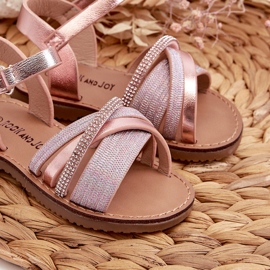 Sandalias Infantiles Velcro Brillantes Delphina Rosa rosado 5