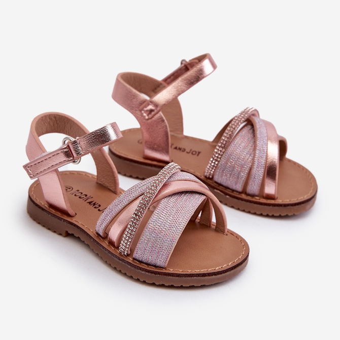 Sandalias Infantiles Velcro Brillantes Delphina Rosa rosado 1