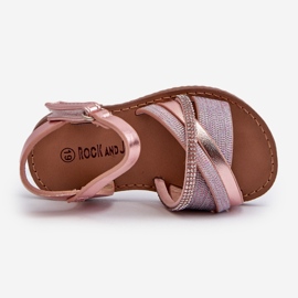 Sandalias Infantiles Velcro Brillantes Delphina Rosa rosado 2