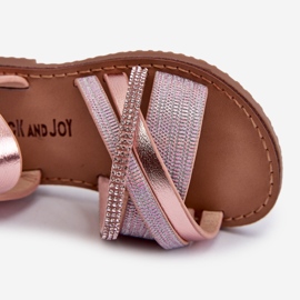 Sandalias Infantiles Velcro Brillantes Delphina Rosa rosado 3