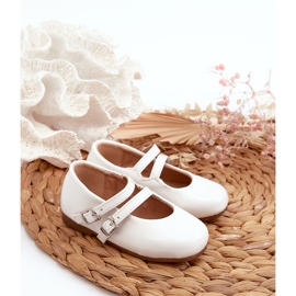 Bailarinas infantiles de charol con rayas blanco Margenis 4