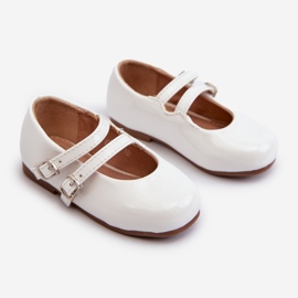 Bailarinas infantiles de charol con rayas blanco Margenis 1