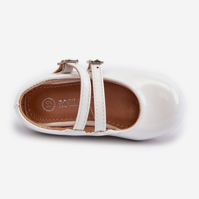 Bailarinas infantiles de charol con rayas blanco Margenis 2 Bailarinas infantiles de charol con rayas blanco Margenis 2