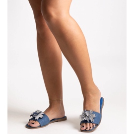 Chanclas azules con flor de circonita Vendula 1