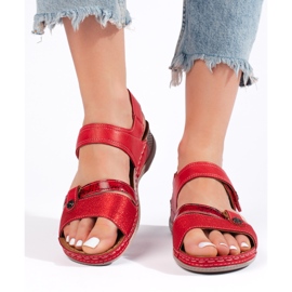 Sandalias cómodas de mujer rojas. rojo 4