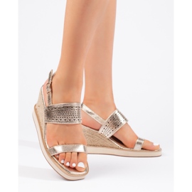 Sandalias cuña mujer doradas dorado 1 Sandalias cuña mujer doradas dorado 1