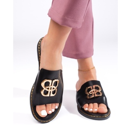 Chanclas de mujer negras con decoración. negro 1