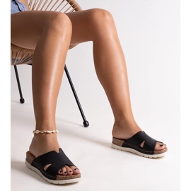 Chanclas negras con aplicación de piel Masha negro 3