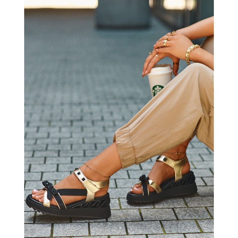 S.Barski Sandalias Mujer Con Lazo D&amp;A CR956 Dorado 1