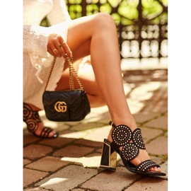 S.Barski Sandalias Tacón Decoradas D&amp;A CR026 Negro 5