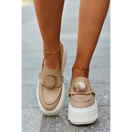Zazoo 3458 Mocasines Mujer Piel Con Adorno, Beige 4