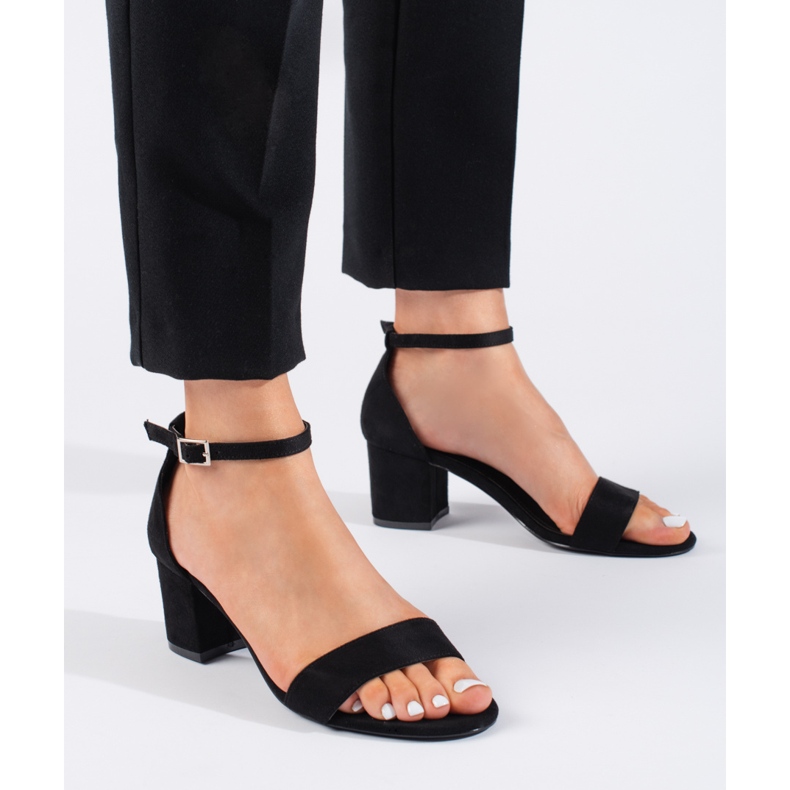 Seastar Sandalias de tacón de ante negro 1