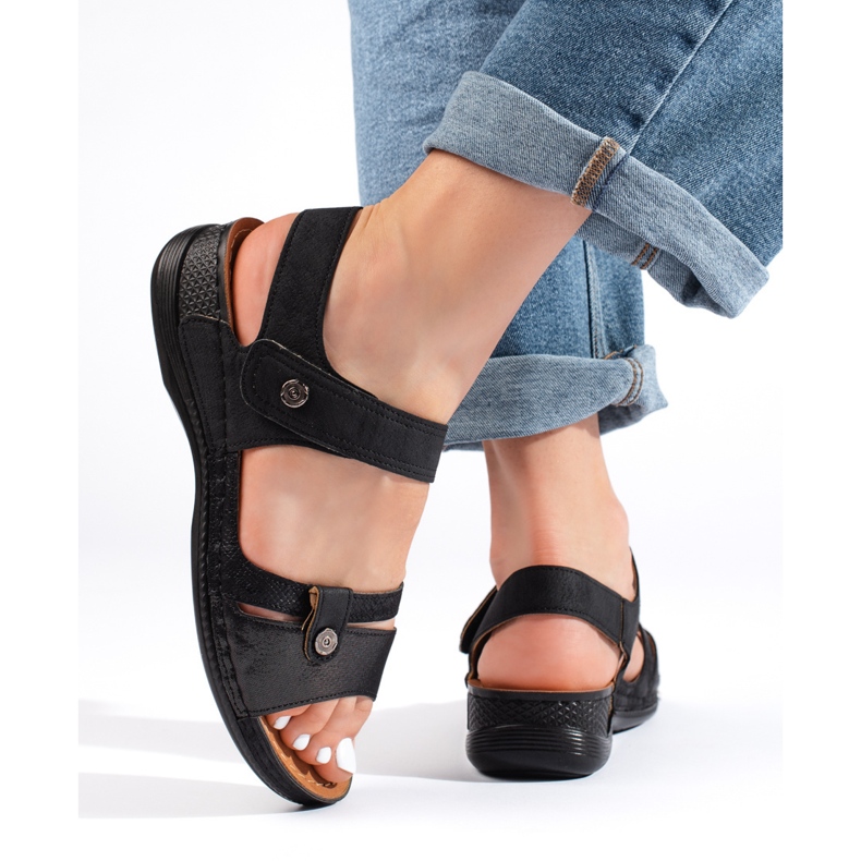 Sandalias cómodas de mujer negras. negro 1