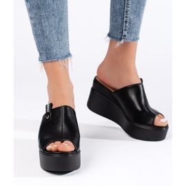Zapatillas cuña negras negro 3