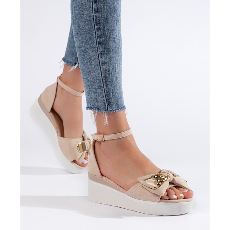 Seastar Sandalias cuña mujer beige con lazo 1