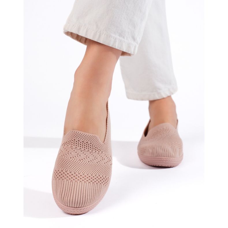 Slip-on de mujer de tejido rosa 1