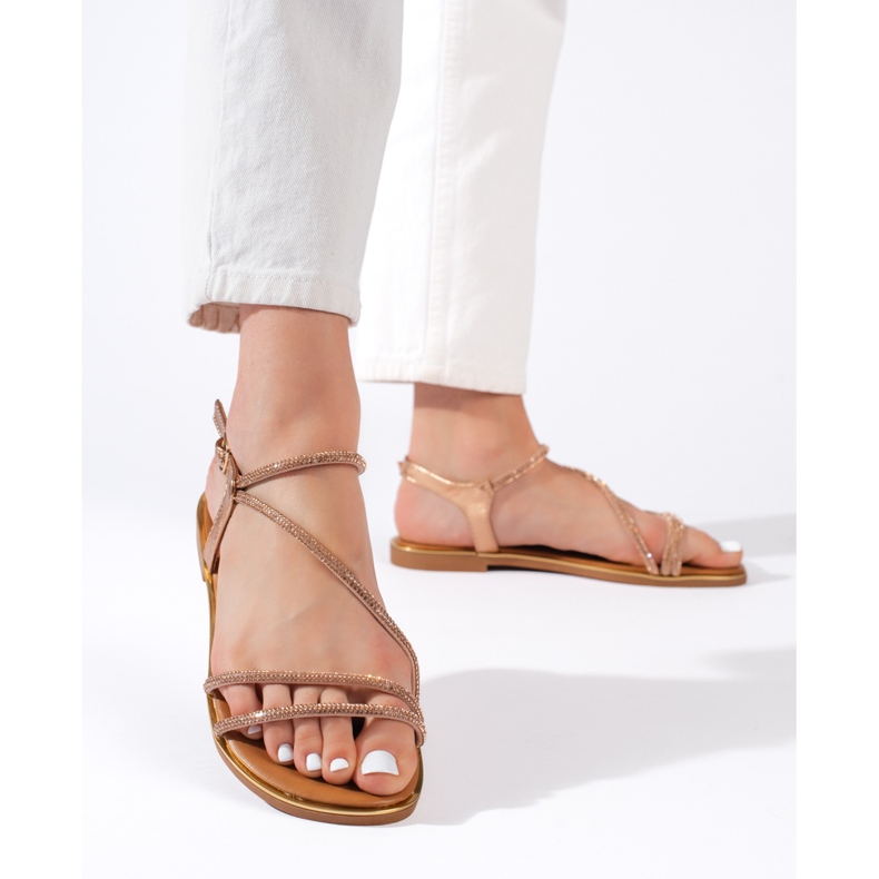 Sandalias mujer purpurina marrón 2