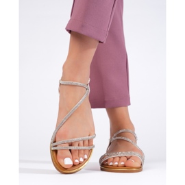 Sandalias mujer blancas brillo blanco 2