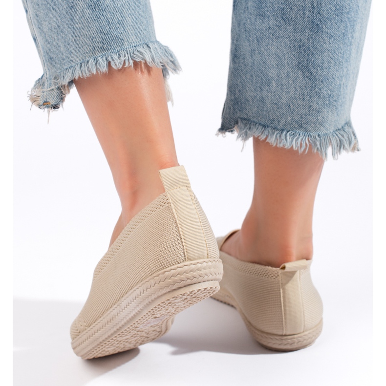 Slip-on de mujer de tejido beige 2 Slip-on de mujer de tejido beige 2