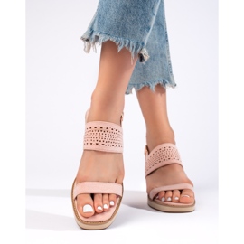 Sandalias cuña mujer rosa rosado 3