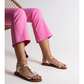 Sandalias planas amaranto oro dorado 3