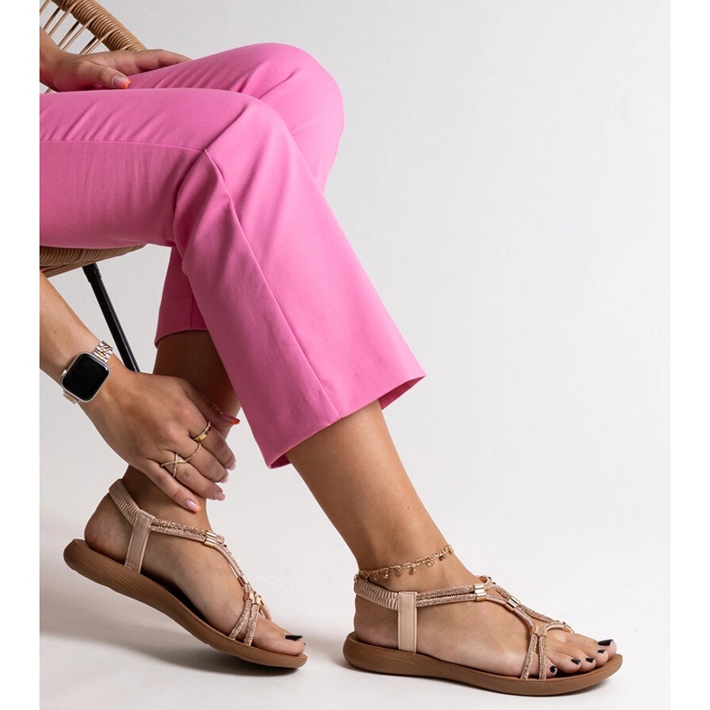 Sandalias beige decoradas con circonitas Leilana 1