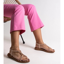 Sandalias beige decoradas con circonitas Leilana 3