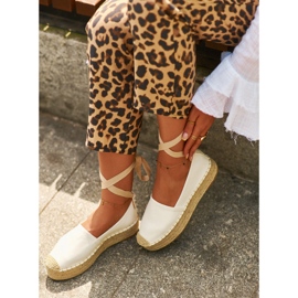Alpargatas De Mujer Atadas A Plataforma Con Trenza, Blanco Tailesse 11