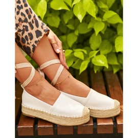 Alpargatas De Mujer Atadas A Plataforma Con Trenza, Blanco Tailesse 3