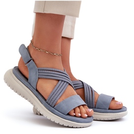 Sandalias Cómodas De Mujer Con Velcro Azul Eladora 7