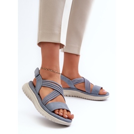 Sandalias Cómodas De Mujer Con Velcro Azul Eladora 3