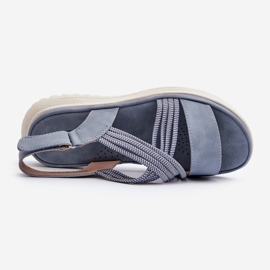 Sandalias Cómodas De Mujer Con Velcro Azul Eladora 1