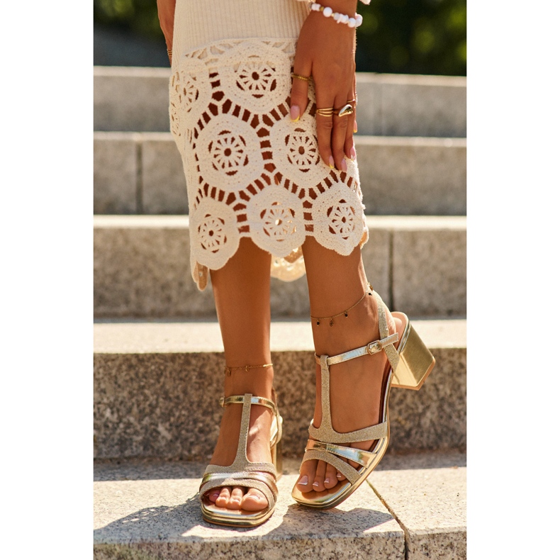 Sandalias De Tacón Alto Para Mujer Confeccionadas En Piel Ecológica, Dorada Lyana dorado 1