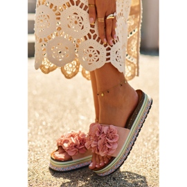 Chanclas de Mujer con Plataforma Decorada con Flores, Rosa Nodina 2