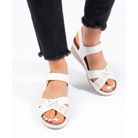 Sandalias cuña mujer velcro blancas blanco 3